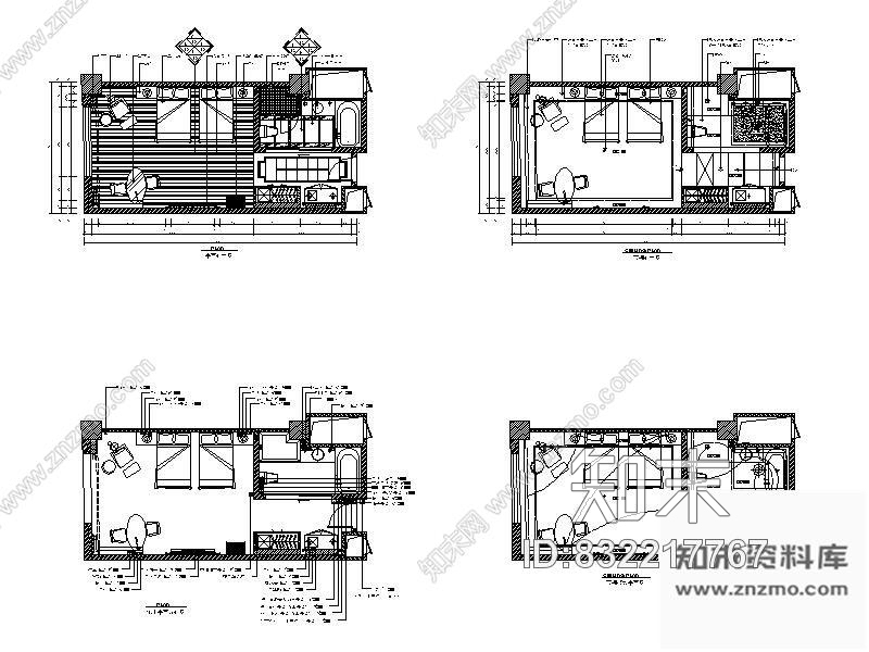 图块/节点某宾馆双人标准房立面图cad施工图下载【ID:832217767】