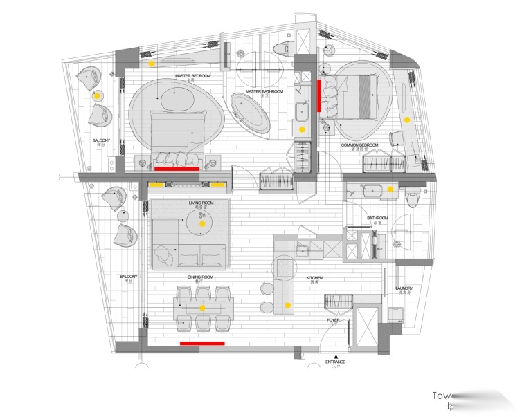 [三亚]海天公寓样板间室内设计施工图(含效果图+物料表...施工图下载【ID:160703106】