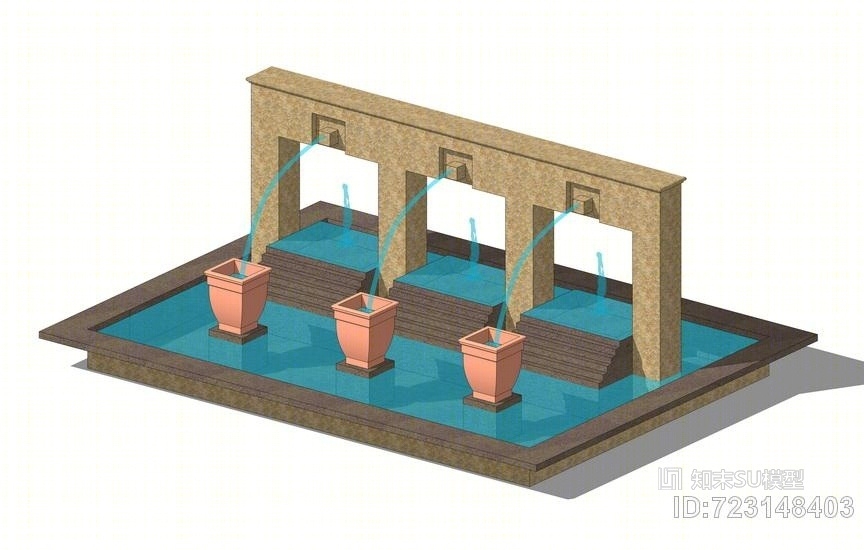 跌水水景SU模型下载【ID:723148403】