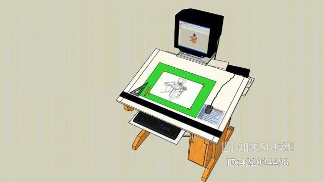 计算机/绘图桌SU模型下载【ID:422034408】
