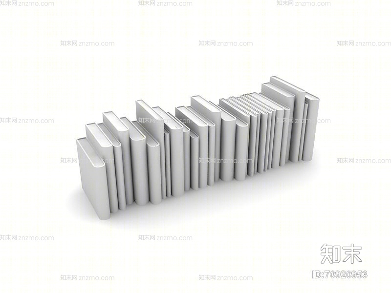 白模书本组合3D模型下载【ID:70920953】