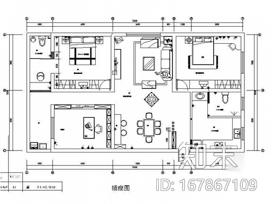 [上海]某三居室装修图施工图下载【ID:167867109】