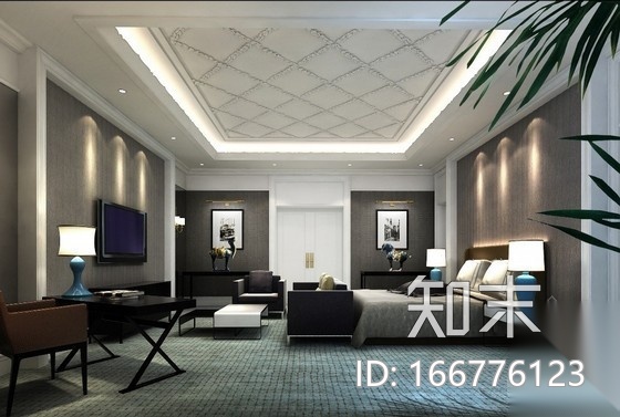 某知名汽车集团气派办公空间局部装修图（含效果）cad施工图下载【ID:166776123】