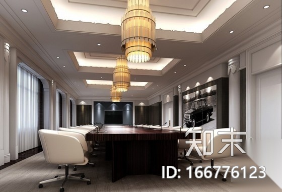 某知名汽车集团气派办公空间局部装修图（含效果）cad施工图下载【ID:166776123】