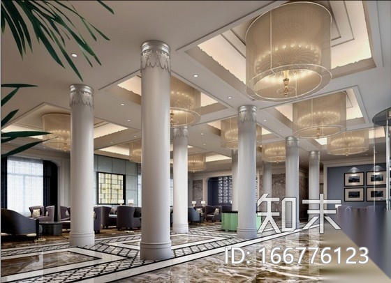 某知名汽车集团气派办公空间局部装修图（含效果）cad施工图下载【ID:166776123】
