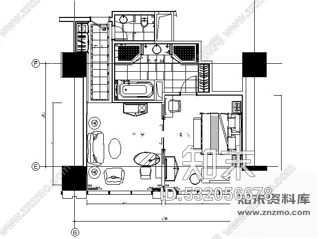 施工图上海五星豪华酒店F型套房施工图cad施工图下载【ID:532056678】