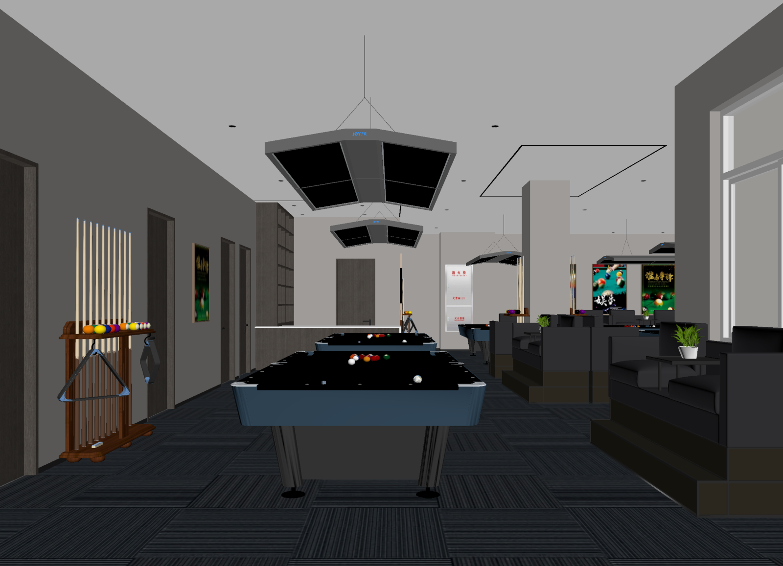 现代台球室3D模型下载【ID:1214559036】