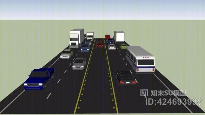 繁忙道路SU模型下载【ID:424693998】