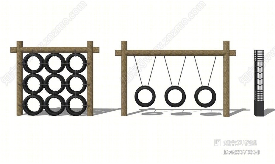 秋千灯柱组合SU模型下载【ID:626373638】