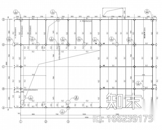 展示中心钢结构幕墙结构施工图cad施工图下载【ID:166239175】