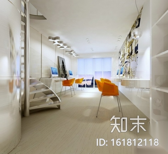 某独特现代风格办公室装修图（含效果）cad施工图下载【ID:161812118】