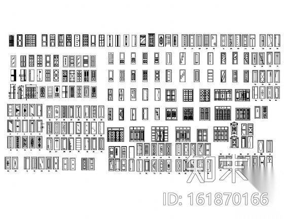 门立面图块集cad施工图下载【ID:161870166】