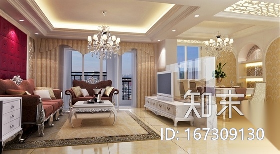 [福建]水岸社区简欧风格三居室装修施工图（含效果）cad施工图下载【ID:167309130】