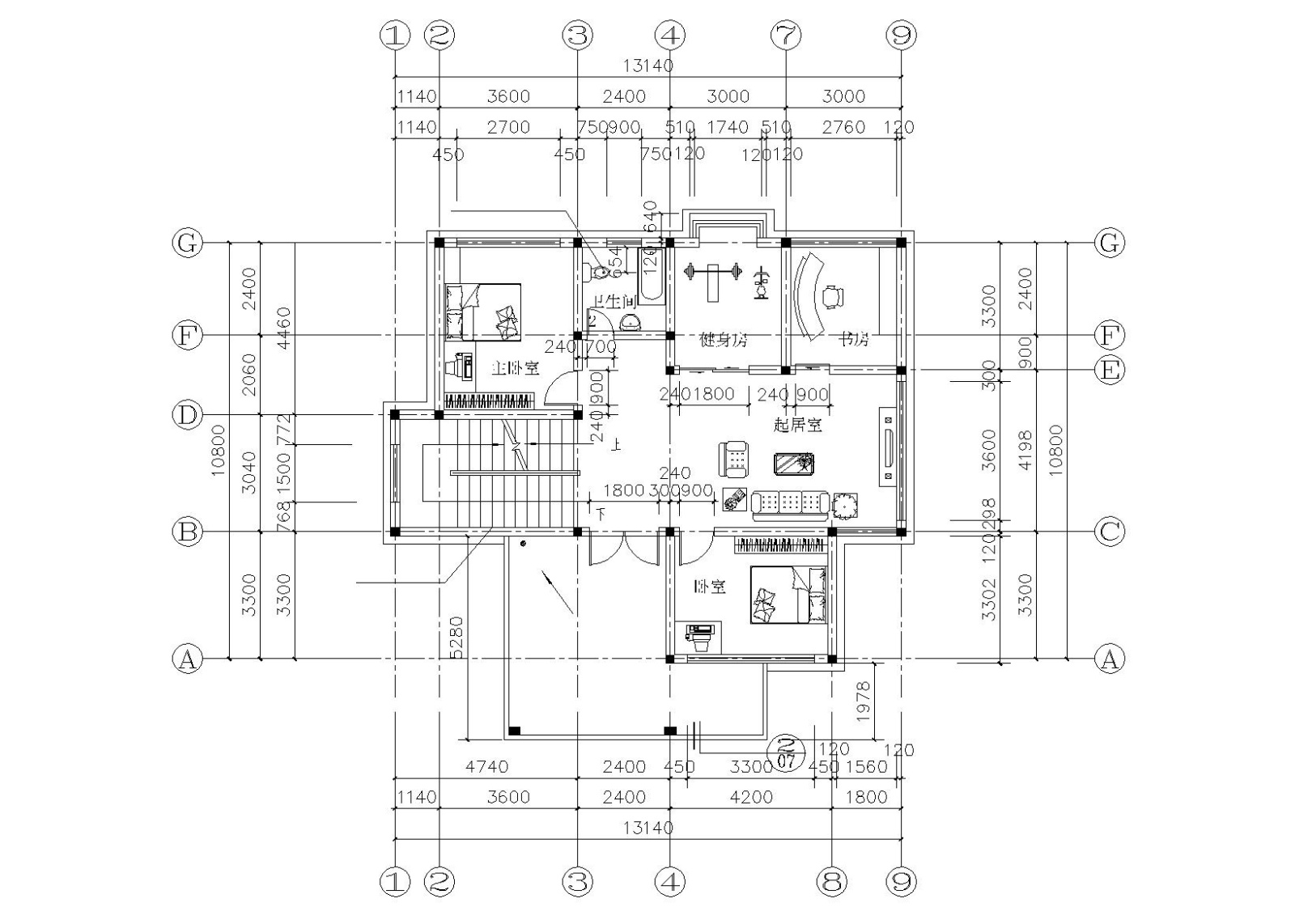 两层农村自建房建筑施工图（CAD）施工图下载【ID:151388124】