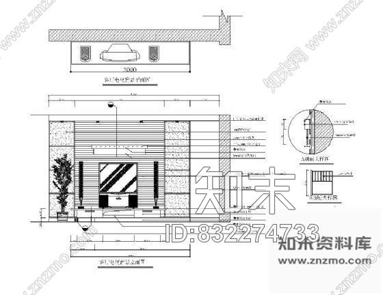 图块/节点电视背景墙装饰详图cad施工图下载【ID:832274733】