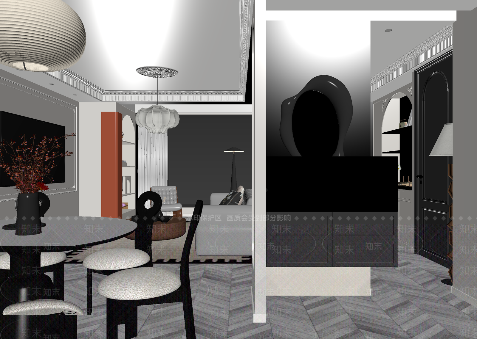 法式客餐厅3D模型下载【ID:1215185308】