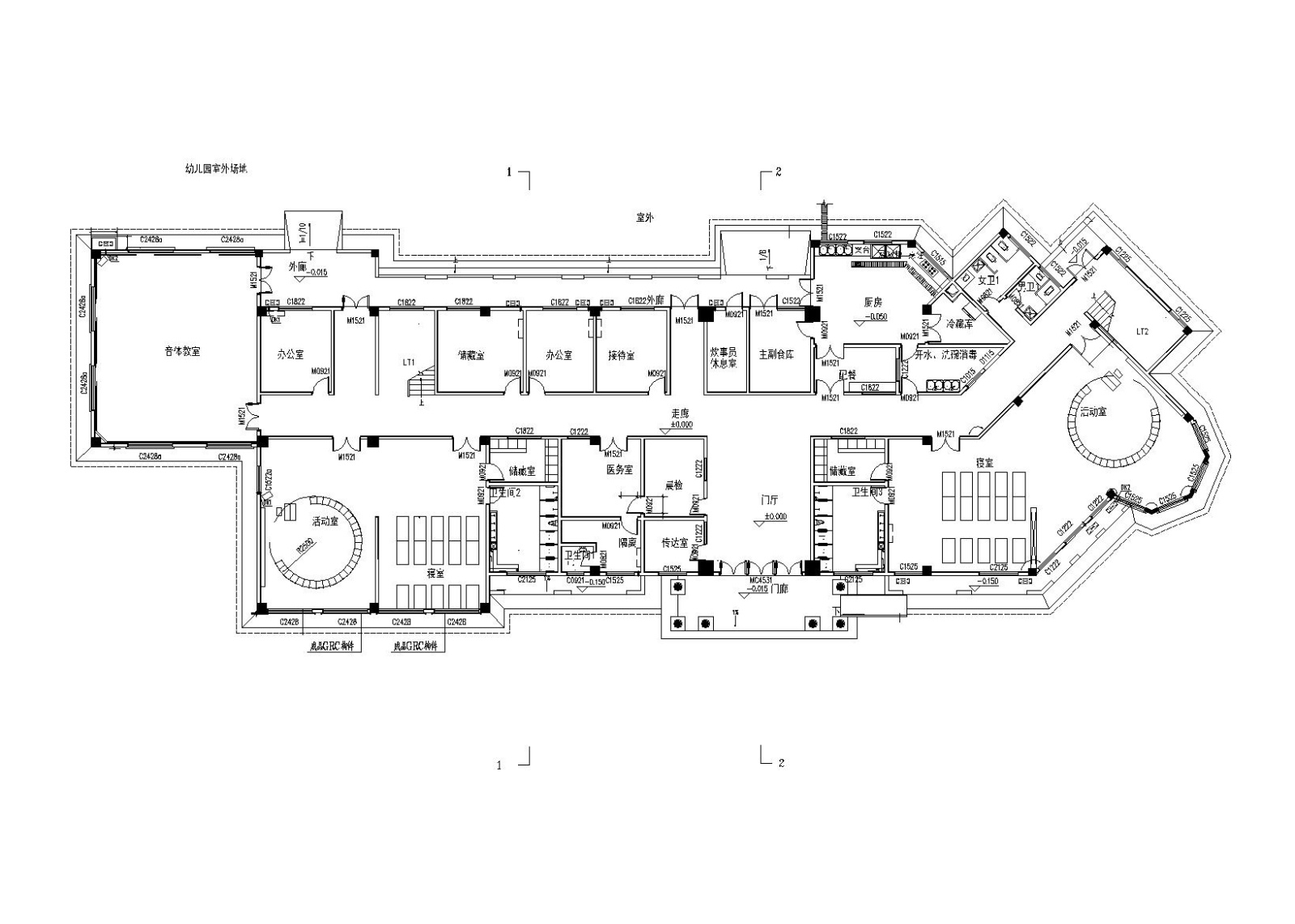 5班幼儿园建筑施工图（CAD图纸）cad施工图下载【ID:151538120】