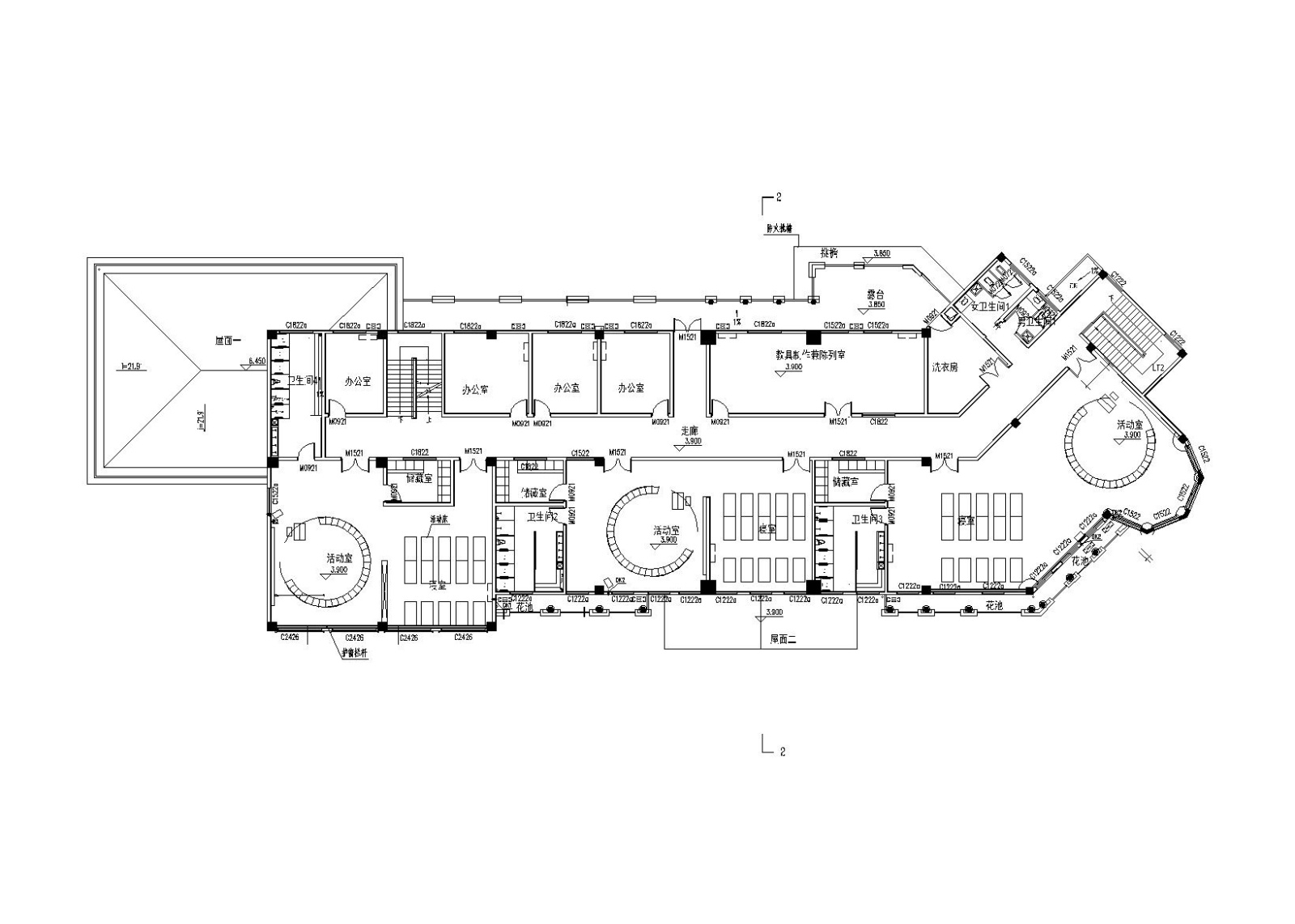 5班幼儿园建筑施工图（CAD图纸）cad施工图下载【ID:151538120】