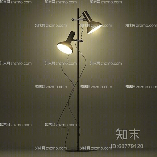 现代黑色铁艺落地灯3D模型下载【ID:60779120】