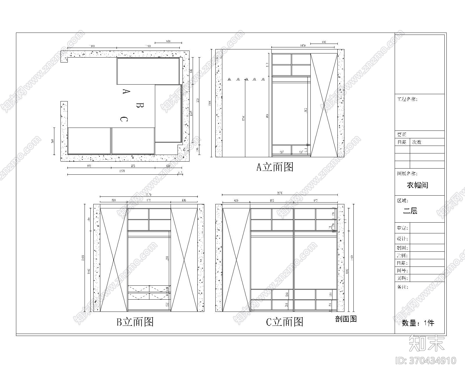 别墅西橱cad施工图下载【ID:170400389】