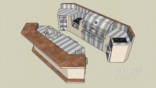 厨房台面SU模型下载【ID:119279797】