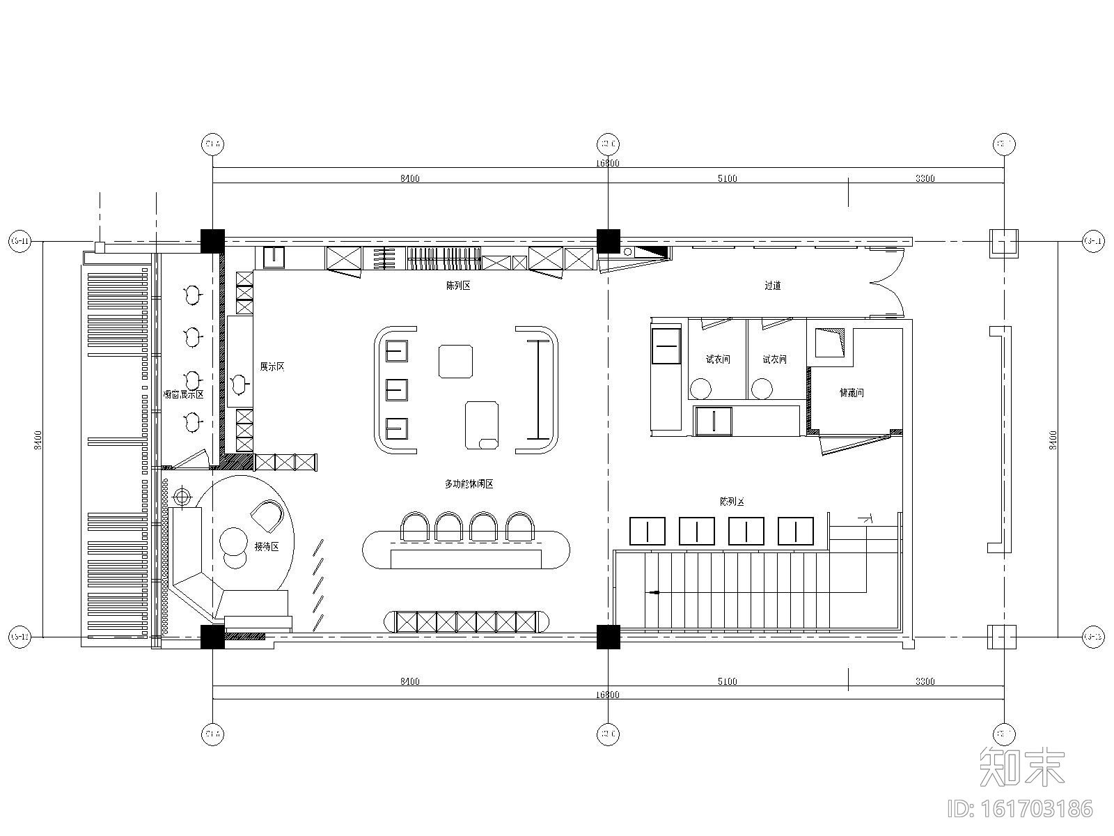 某高端定制西装店精细SU模型+全套施工图施工图下载【ID:161703186】