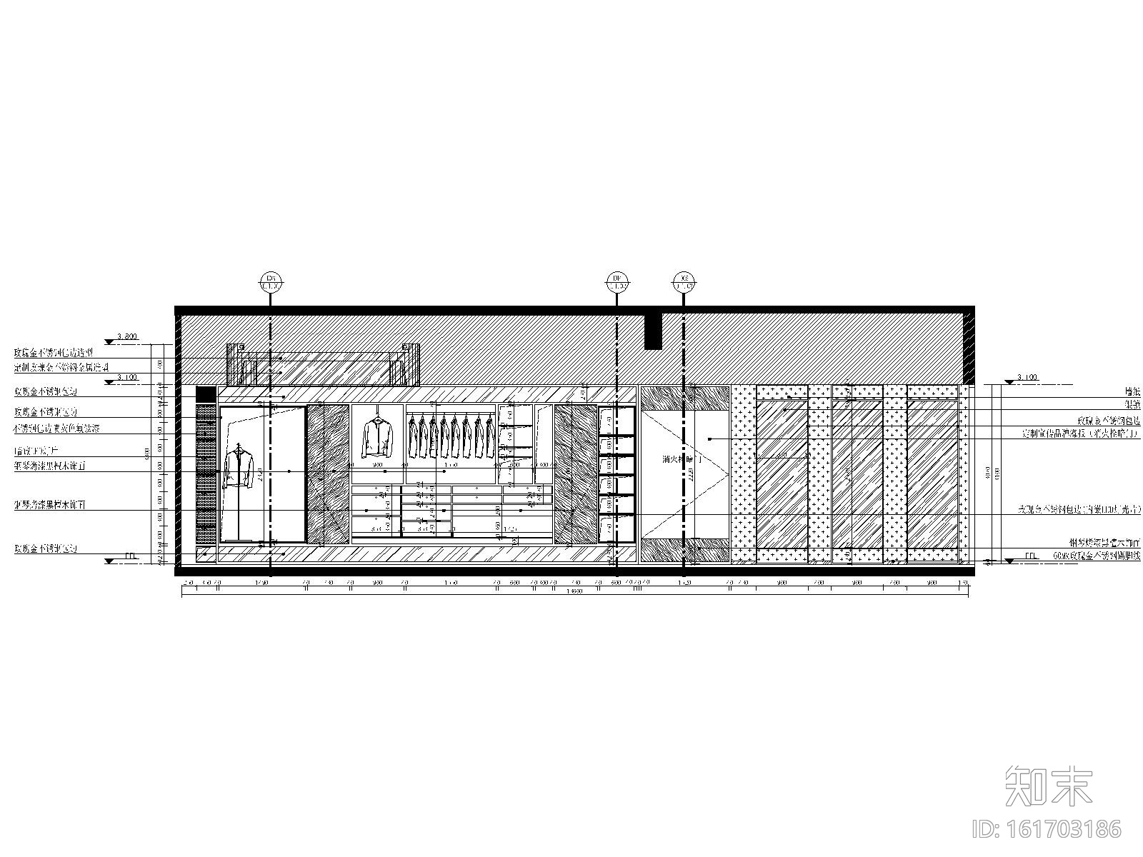 某高端定制西装店精细SU模型+全套施工图施工图下载【ID:161703186】