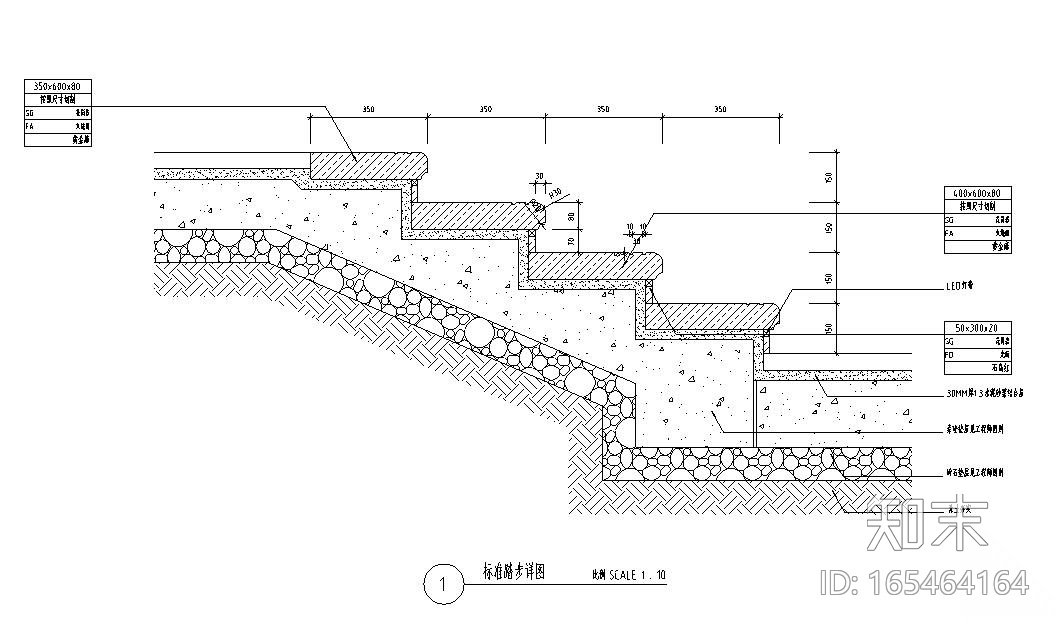 景观设计深度图示-台阶详图设计施工图下载【ID:165464164】