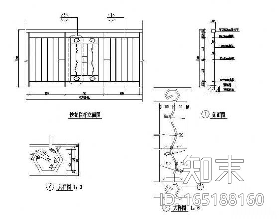 铁艺栏杆立面图cad施工图下载【ID:165188160】