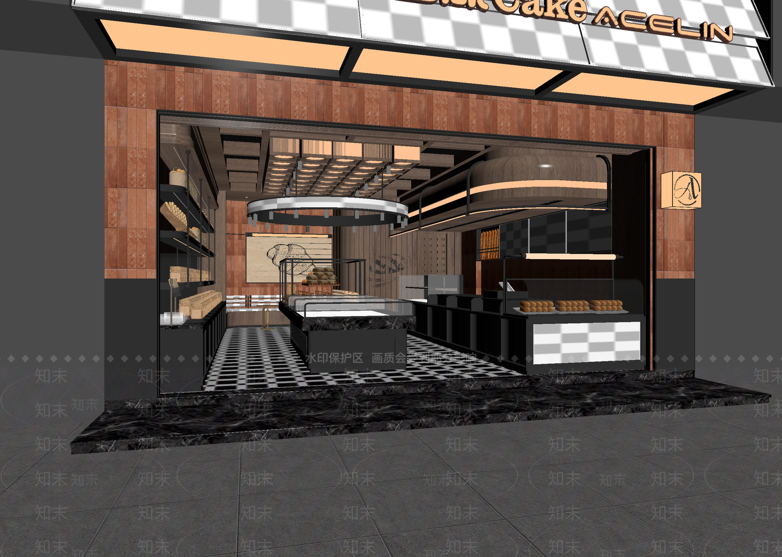 现代甜品面包店3D模型下载【ID:1215147070】