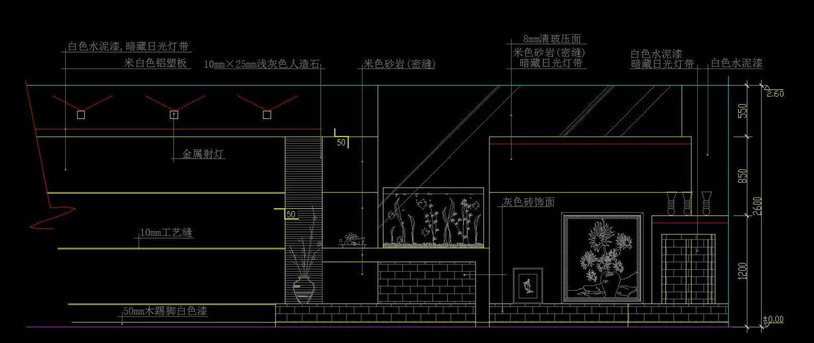 客厅电视背景造型墙施工图下载【ID:128598233】