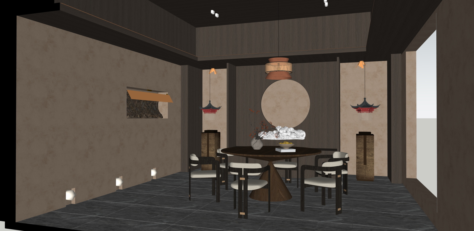 新中式包厢SU模型下载【ID:1215957024】