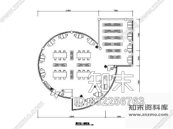 图块/节点图书馆平面设计图施工图下载【ID:832256763】