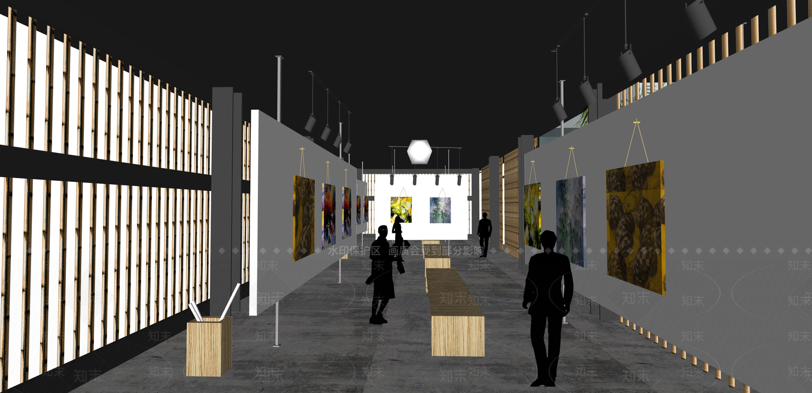 现代艺术展厅SU模型下载【ID:1215208734】