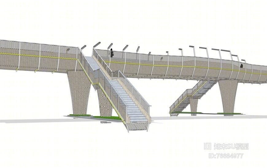 穿孔板人行天桥SU模型下载【ID:76684977】