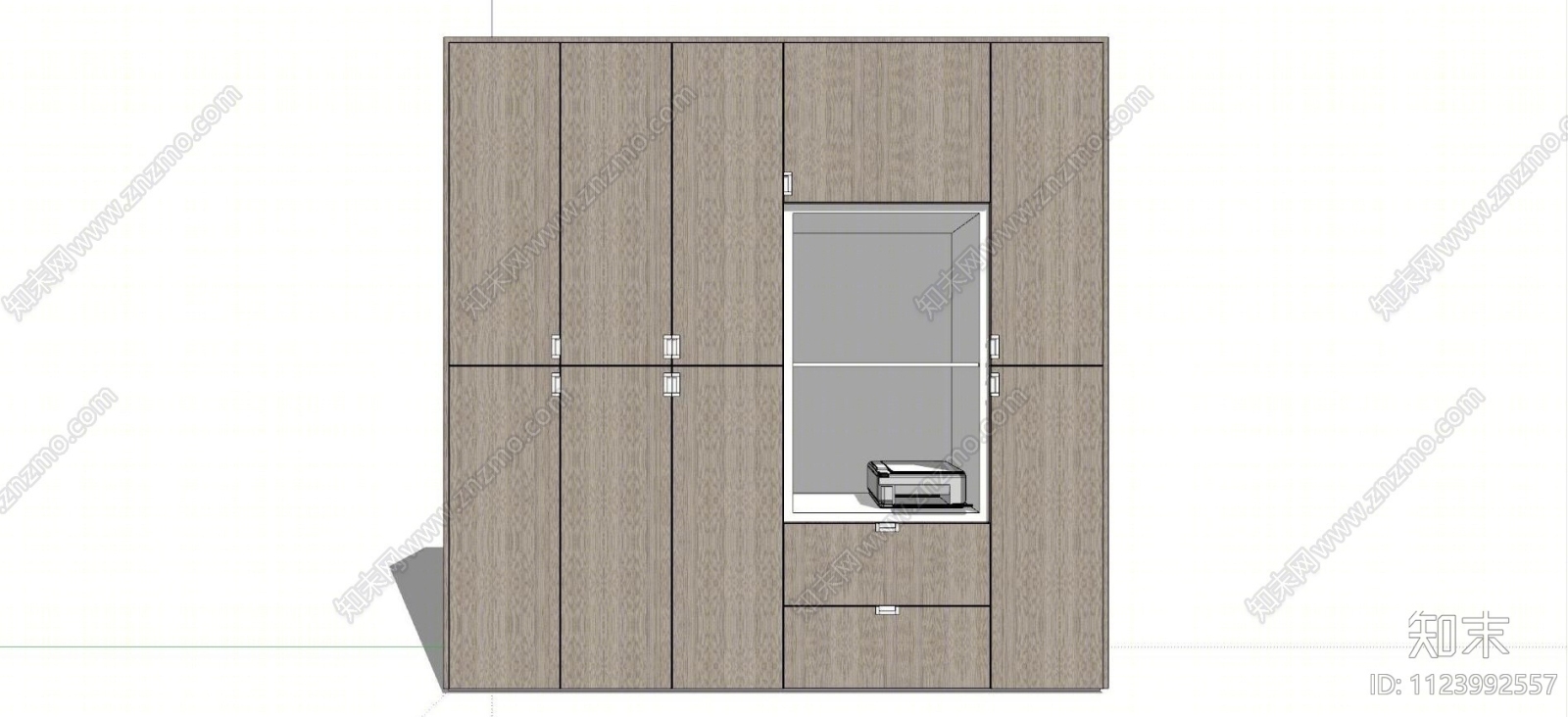 现代实木衣柜SU模型下载【ID:1123992557】