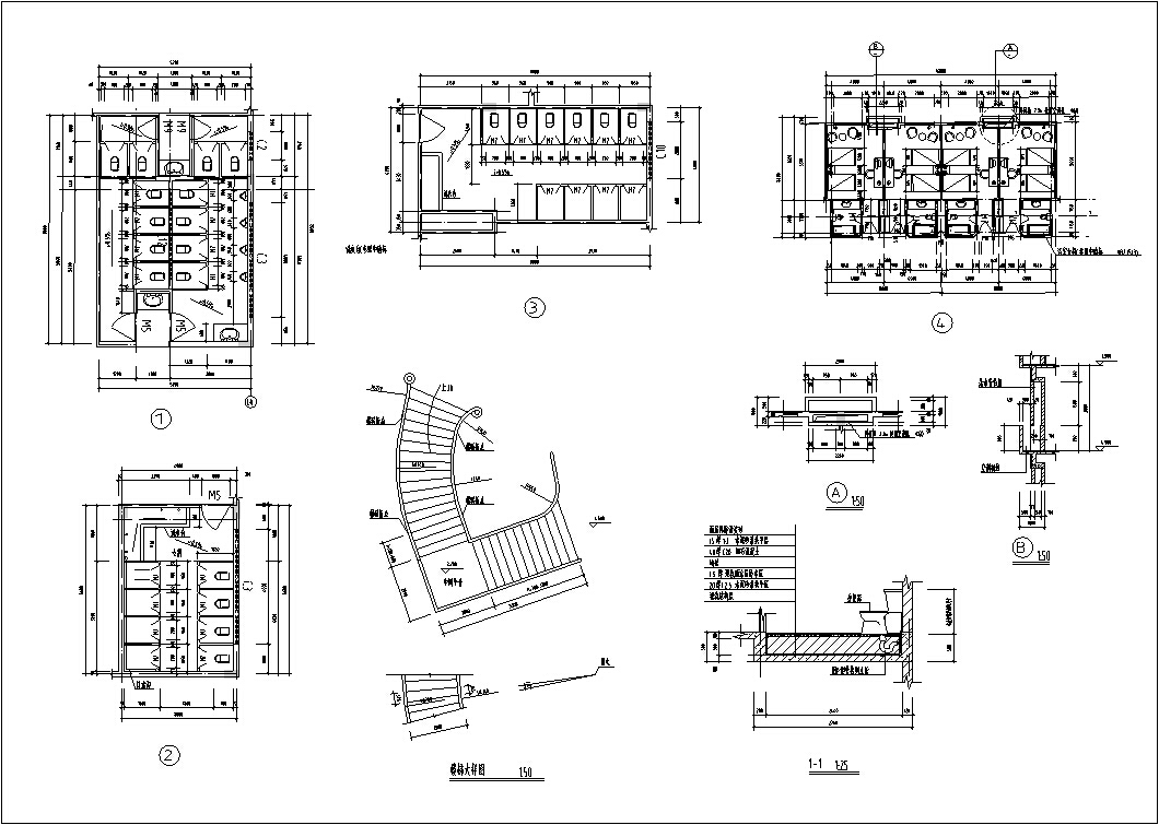 5套现代多层宾馆酒店建筑设计施工图CADcad施工图下载【ID:151517159】