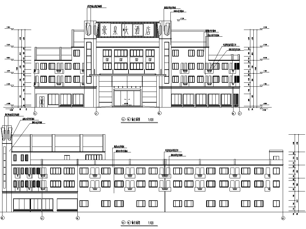 5套现代多层宾馆酒店建筑设计施工图CADcad施工图下载【ID:151517159】