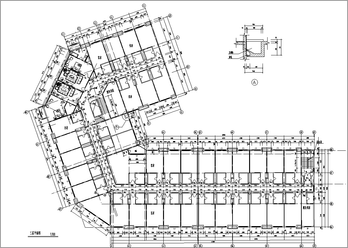 5套现代多层宾馆酒店建筑设计施工图CADcad施工图下载【ID:165425161】