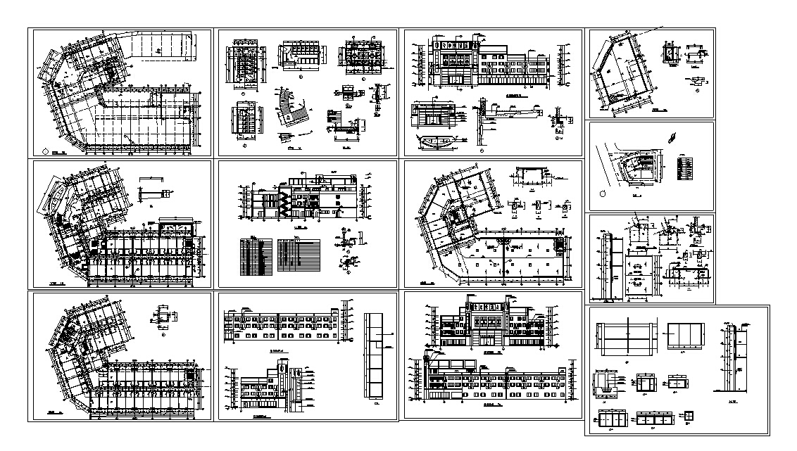 5套现代多层宾馆酒店建筑设计施工图CADcad施工图下载【ID:165425161】