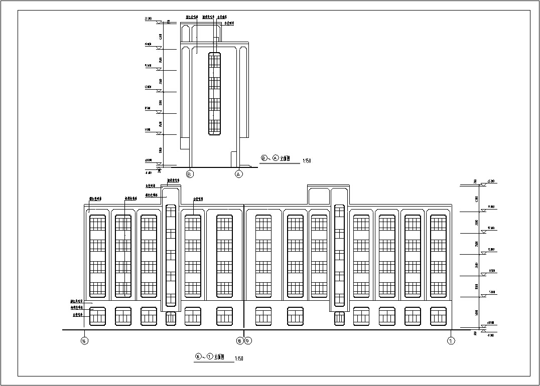 5套现代多层宾馆酒店建筑设计施工图CADcad施工图下载【ID:151517159】