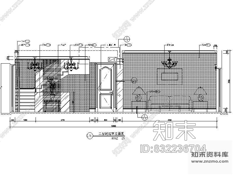 图块/节点别墅起居室立面图cad施工图下载【ID:832236704】