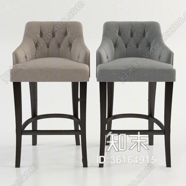欧式布艺吧椅3D模型下载【ID:36164915】