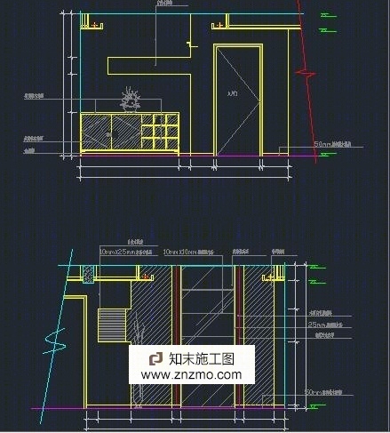 餐厅背景墙cad施工图下载【ID:66902970】