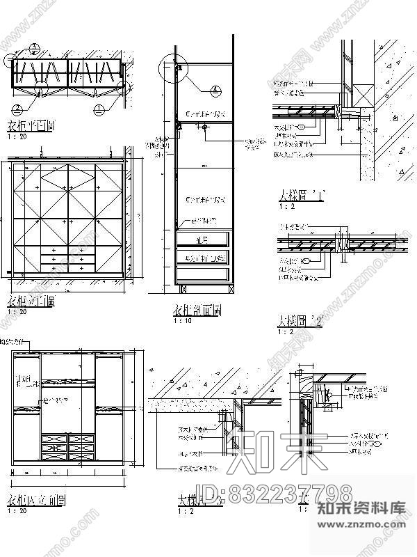 图块/节点儿童房衣柜详图cad施工图下载【ID:832237798】