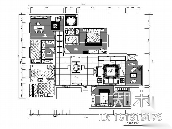 [上海]精品现代风格三居室室内装修施工图（含效果）施工图下载【ID:161815179】