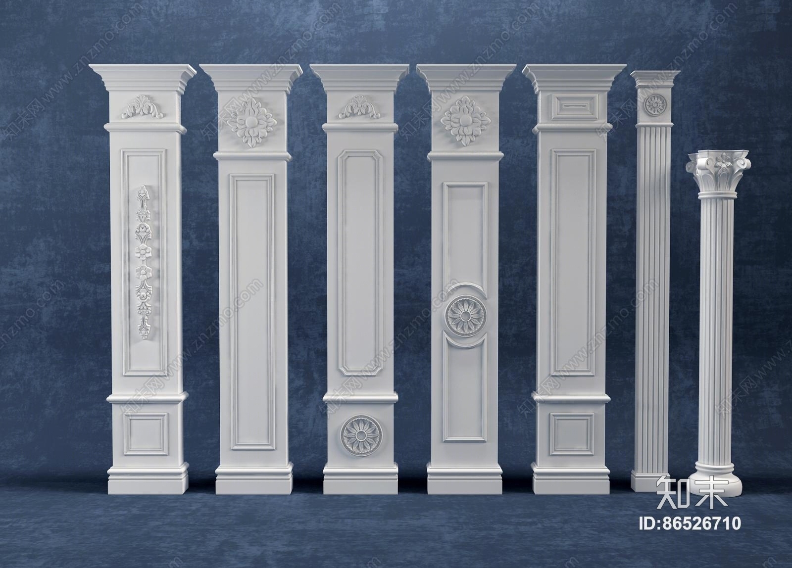 欧式古典罗马柱组合3D模型下载【ID:86526710】