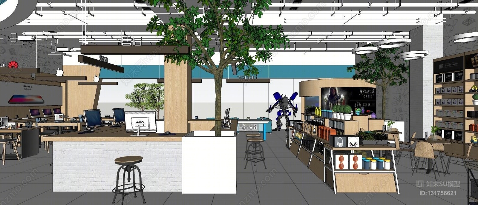 现代商场手机潮品专卖店SU模型下载【ID:131756621】
