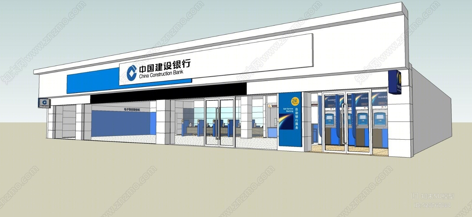 现代简约银行办公室SU模型下载【ID:528767884】