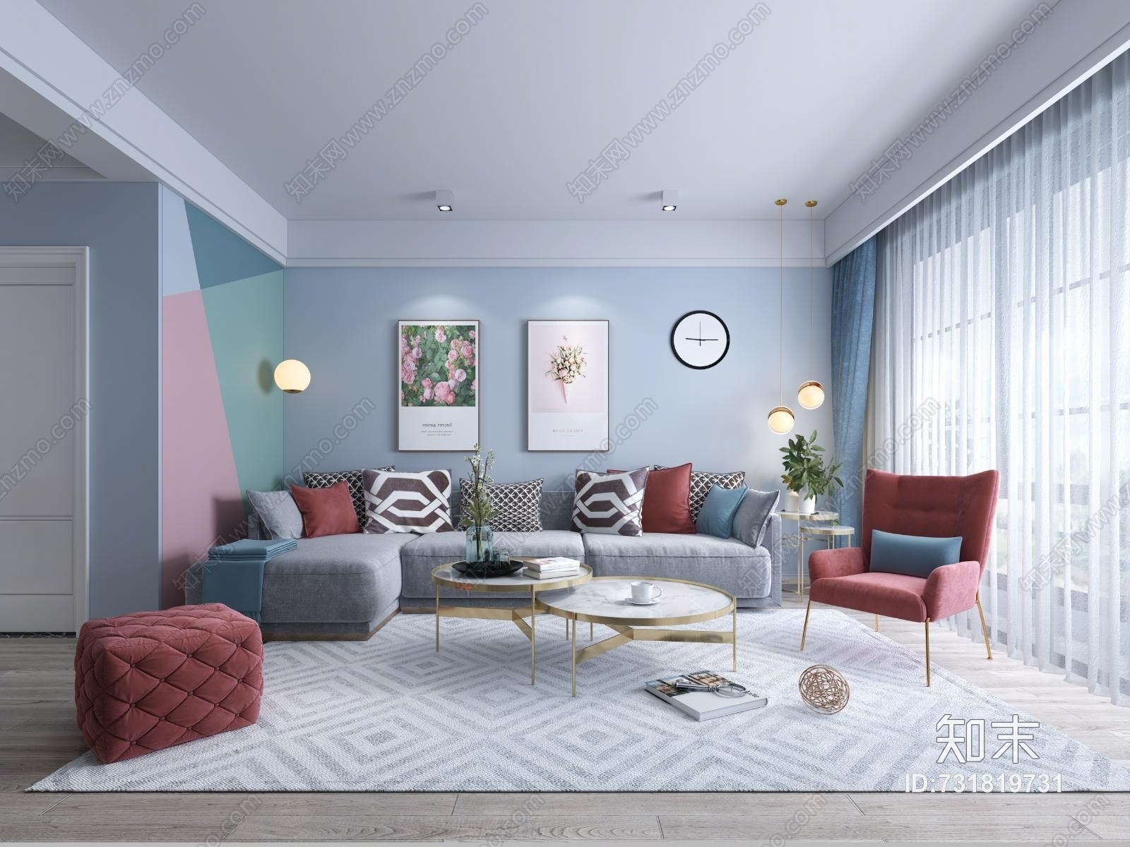 现代网红客餐厅3D模型下载【ID:731819731】